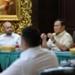 Menteri Pertahanan Prabowo Subianto menerima kedatangan BPP HIPMI di Kementerian Pertahanan. (Dok. Tim Media Prabowo Subianto)
