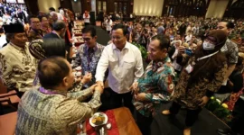 Capres Koalisi Indonesia Maju (KIM) Prabowo Subianto menghadiri Seminar Nasional Kebangsaan Bersama 1000 Guru, Rektor & Cendekiawan di Jakarta. (Dok. Tim Media Prabowo)
