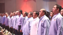 Deklarasi dukungan Relawan Pedagang Indonesia Maju (RAPIM) di Djakarta Theater. (Dok. Tim Media Prabowo-Gibran)
