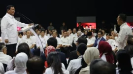 Calon Presiden nomor urut 2, Prabowo Subianto dalam acara Dialog Capres Bersama Kadin: Menuju Indonesia Emas 2045, Jakarta, Jumat (12/1/2024). (Dok. TKN Prabowo - Gibran)
