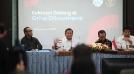 Capres nomor urut dua Prabowo Subianto melakukan pertemuan dengan Persekutuan Gereja-gereja Indonesia (PGI) di Graha Oikumene, Jakarta. (Dok. TKN Prabowo - Gibran)

